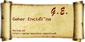Geher Enciána névjegykártya